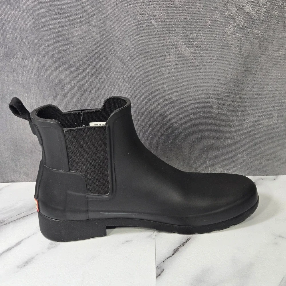 Hunter Womens Size 8 Black Original Refined Slim Fit Chelsea Ankle Rain Boots